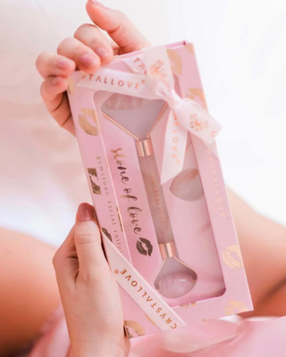 Gesichtsmassagegerät mit rosafarbenem Crystallouper Liebesstein Selflove Set Crystallove - 2