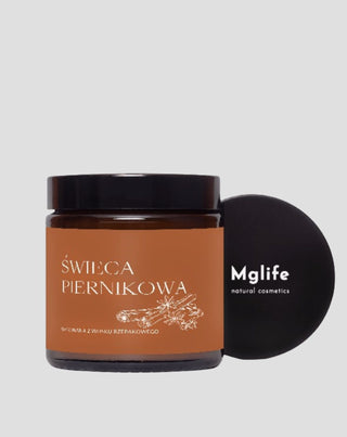 Lebkuchenkerze aus Rapswachs mit Ölen und Docht aus 100% Mglife Baumwolle - 3