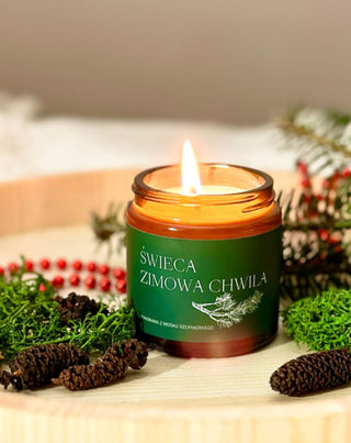 Vegane Rübenkerze Wintermoment mit dem Duft von Kiefer, Zeder und Bernstein 120 ml MgLife - 3