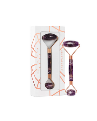 Crystallove Rollenmassagegerät mit Amethyst, Harmoniestein, beruhigend und beruhigend - 1
