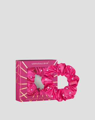 Haargummi aus Seide mit Kristallen – hot pink Crystallove - 1