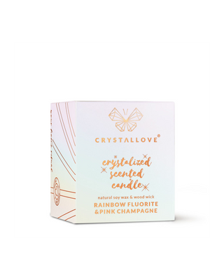 Sojakerze mit Farbe Fluorid und rosa Sekt im Glasbehälter, Crystallove - 3