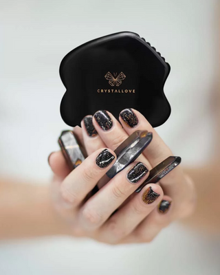 Gua Sha Gesichtsmassageplatte mit Great Power Stone Obsidian Crystallove - 2