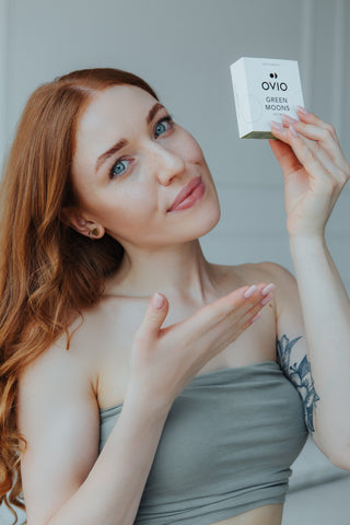 Grüne Kontaktlinsen für Farbnullen mit silbergrünen Monden Nr. 3 Ovio - 2