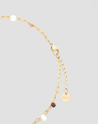 Vergoldetes Edelstahlarmband mit Achat, Maifan, Jaspis und Aventurin Mys_2 - 3