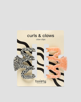 Set mit großen Haarklammern - rosa und marmoriet Twisty 2 Stück - 1