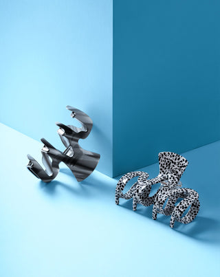 Set mit großen Haarklammern - marmoriet und schwarz Twisty 2 Stück - 6