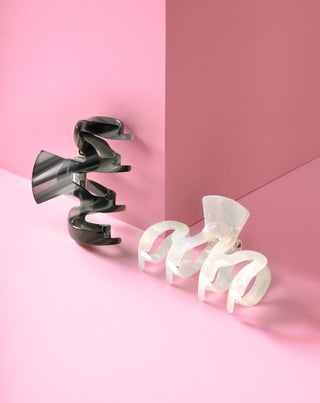 Set mit großen Haarklammern - Perle und schwarz Twisty 2 Stück - 6