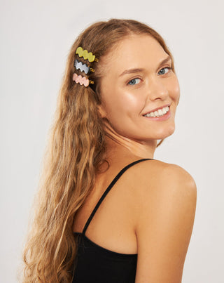 Set gewellter Haarspangen - grün, schwarz, rosa Twisty 3 Stück - 2