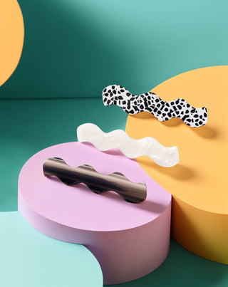 Set gewellte Haarspangen - marmoriert, Perle, schwarz, Twisty 3 Stück - 2