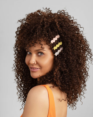 Set gewellte Haarspangen - grün, rosa, Perle, Twisty, 3 Stück - 3