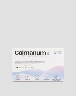 Nahrungsergänzungsmittel zur Unterstützung von guter Laune, Wohlbefinden und dem Nervensystem Calmanum Gardenpharm 30 Kapseln - 1