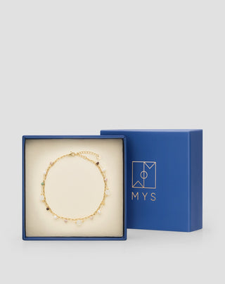 Knöchelarmband aus vergoldetem Edelstahl mit Achat, Maifan, Jaspis und Aventurin Mys - 4