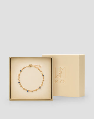 Vergoldetes Edelstahlarmband mit Lapislazuli-Mys - 4