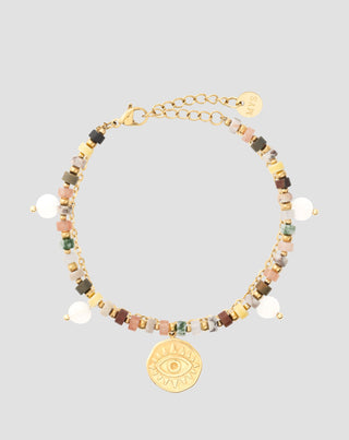 Armband mit Natursteinen Achat, Maifan, Jaspis, Jade und Aventurin Mys - 1