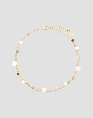 Vergoldetes Edelstahlarmband mit Achat, Maifan, Jaspis und Aventurin Mys_3 - 1