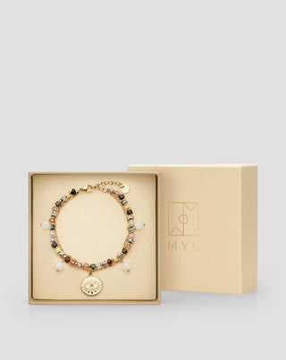 Vergoldetes Edelstahlarmband mit Achat, Maifan, Jaspis und Aventurin Mys - 5