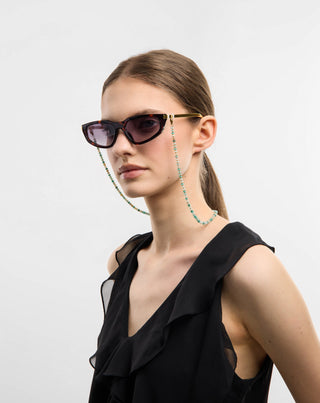 Vergoldete Brillenkette mit afrikanischem Türkis und Amazonit Mys_3 - 3