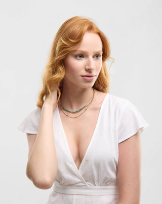 Halskette aus vergoldetem Edelstahl mit afrikanischem Türkis und Amazonit Mys_2 - 4