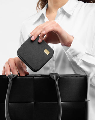 Kleines Schmuckkästchen mit Fächern, Rollen und Haken, schwarz Mys_2 - 3