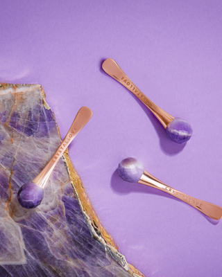 3D-Augenmassagegerät mit Amethyst und Creme-Applikator, Crystallove - 3
