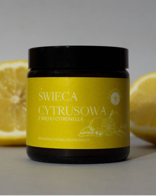 Eine Kerze mit dem Duft von Zitrone, Minze und Citronella Citrus Mglife - 2