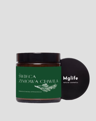 Vegane Rübenkerze Wintermoment mit dem Duft von Kiefer, Zeder und Bernstein 120 ml MgLife