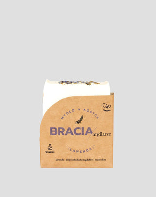 Beruhigende und feuchtigkeitsspendende Lavendelseife in Stückform mit Reisöl und Sheabutter Bracia Mydlarze - 1