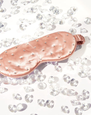 Schlafaugenband aus Seide, verziert mit Kristallen – rose gold Crystallove
