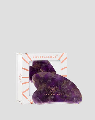 Gesichts-Massageplatte Gua Sha aus Amethyst, dem Stein der Harmonie und Entspannung, Crystallove