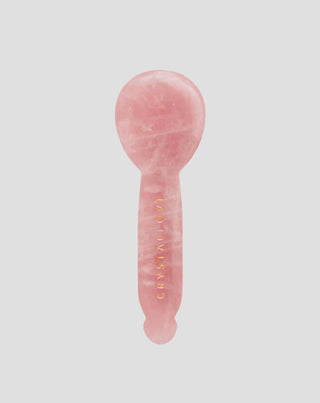 Gua Sha Massagegerät für die Augenpartie aus Rosenquarz – Gesichtreflexologie Crystallove