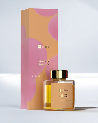 Duftdiffusor in einer Glasflasche mit natürlichen Rattanstiften mit dem Duft von Pfingstrose und HiSkin-Papaya - 1