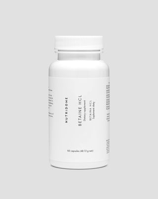 Betain HCl 475 mg zur Unterstützung der Verdauung, bei Völlegefühl und zu geringer Magensäure Nutridome, 60 Kapseln