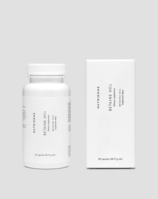 Betain HCl 475 mg zur Unterstützung der Verdauung, bei Völlegefühl und zu geringer Magensäure Nutridome, 60 Kapseln