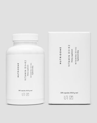 Vitamin D3 + K2 mit Inulin zur Unterstützung des Knochensystems und des Immunsystems – Nutridome, 180 Stück
