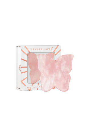 Schmetterlingsteller für Gesichtsmassage Gua Sha aus rosa Kristall - 1