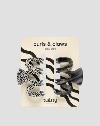 Set mit großen Haarklammern - marmoriet und schwarz Twisty 2 Stück - 1