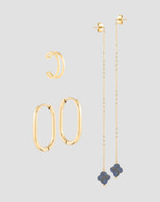 Mys_4 Ohrring-Set aus vergoldetem Edelstahl mit Lapislazuli