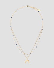 Halskette aus vergoldetem Edelstahl mit Mondsichel und Lapislazuli Mys_4